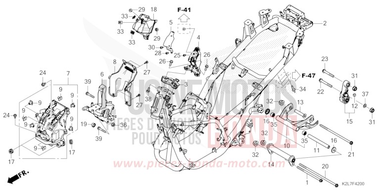 RAHMENKOERPER von ADV 350 MAT RUTHENIUM SILVER METALLIC (NHB88) von 2025